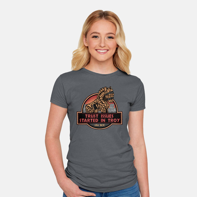 Trust Issues Started In Troy-Womens-Fitted-Tee-glitchygorilla