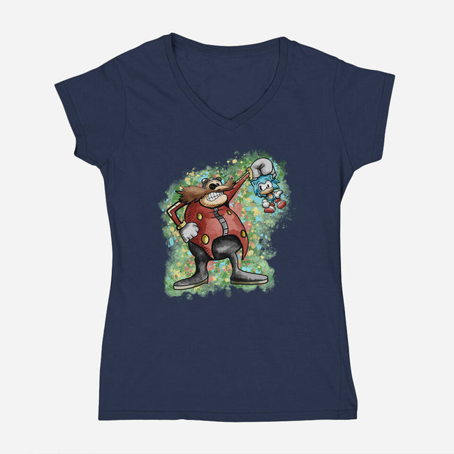 Strange Hedgehog-Womens-V-Neck-Tee-nickzzarto