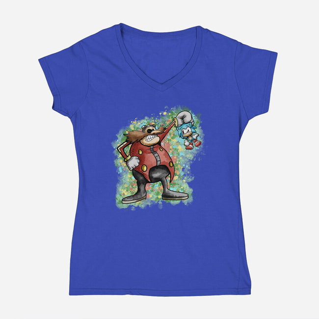 Strange Hedgehog-Womens-V-Neck-Tee-nickzzarto