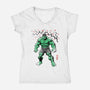 Gamma Titan Sumi-E-Womens-V-Neck-Tee-Astrobot Invention