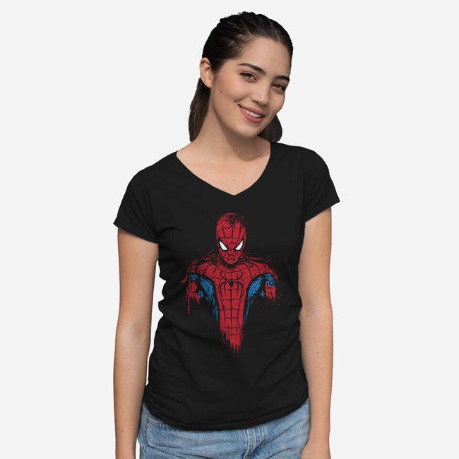 A New Day Spider-Womens-V-Neck-Tee-DrMonekers