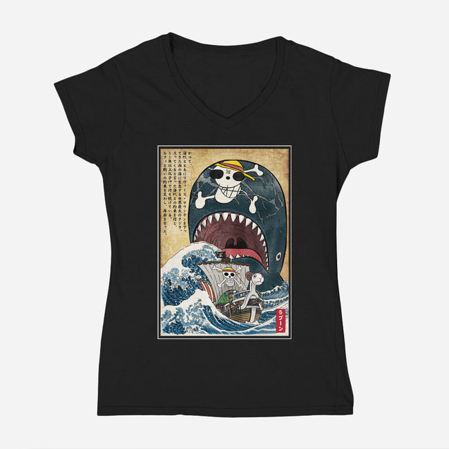 Goodbye Laboon Woodblock-Womens-V-Neck-Tee-DrMonekers