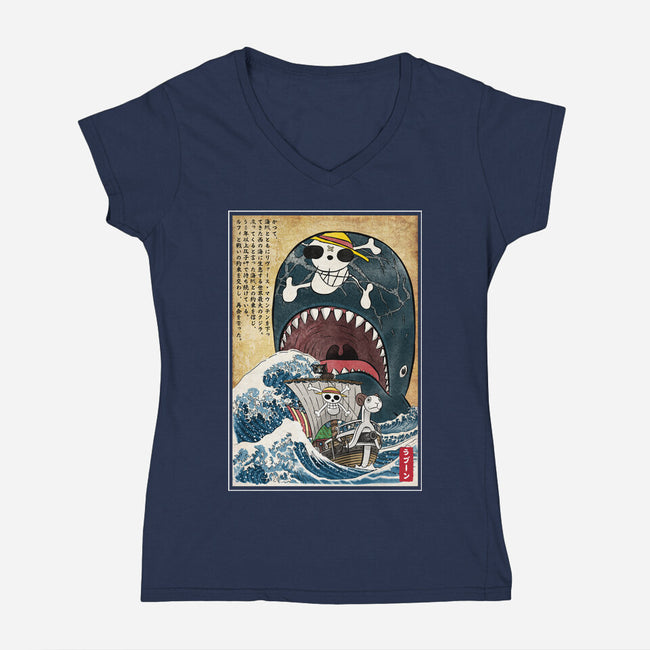 Goodbye Laboon Woodblock-Womens-V-Neck-Tee-DrMonekers