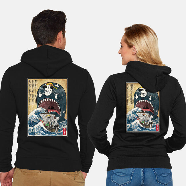 Goodbye Laboon Woodblock-Unisex-Zip-Up-Sweatshirt-DrMonekers