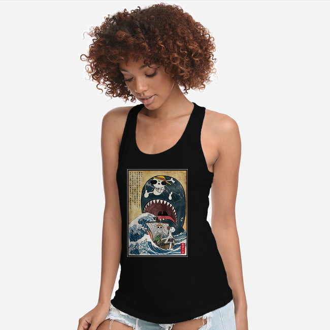 Goodbye Laboon Woodblock-Womens-Racerback-Tank-DrMonekers