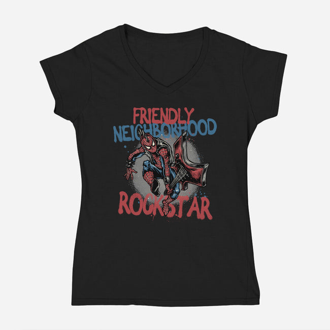 Friendly Neighborhood Rockstar-Womens-V-Neck-Tee-glitchygorilla