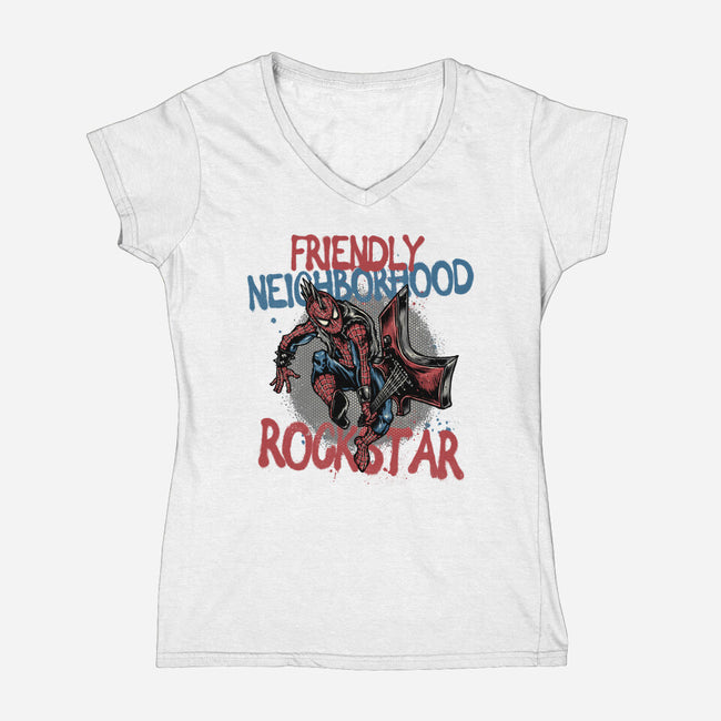 Friendly Neighborhood Rockstar-Womens-V-Neck-Tee-glitchygorilla