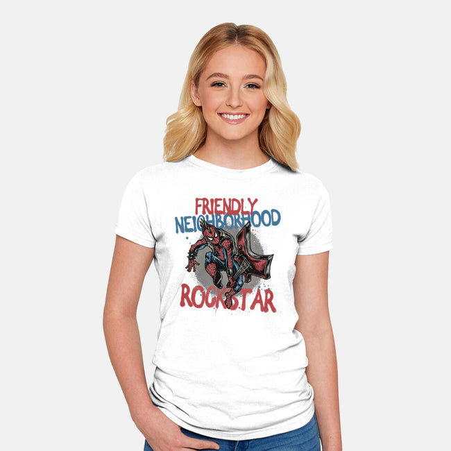 Friendly Neighborhood Rockstar-Womens-Fitted-Tee-glitchygorilla