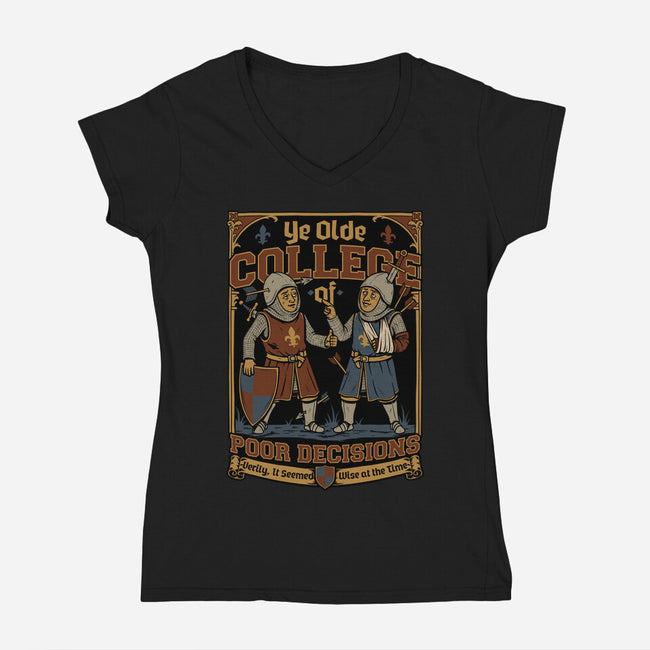 Medieval Knight College-Womens-V-Neck-Tee-Studio Mootant
