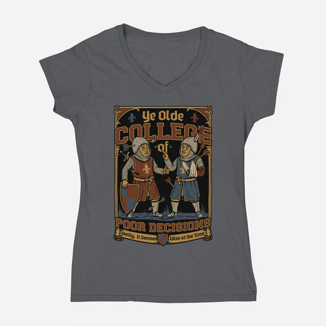 Medieval Knight College-Womens-V-Neck-Tee-Studio Mootant