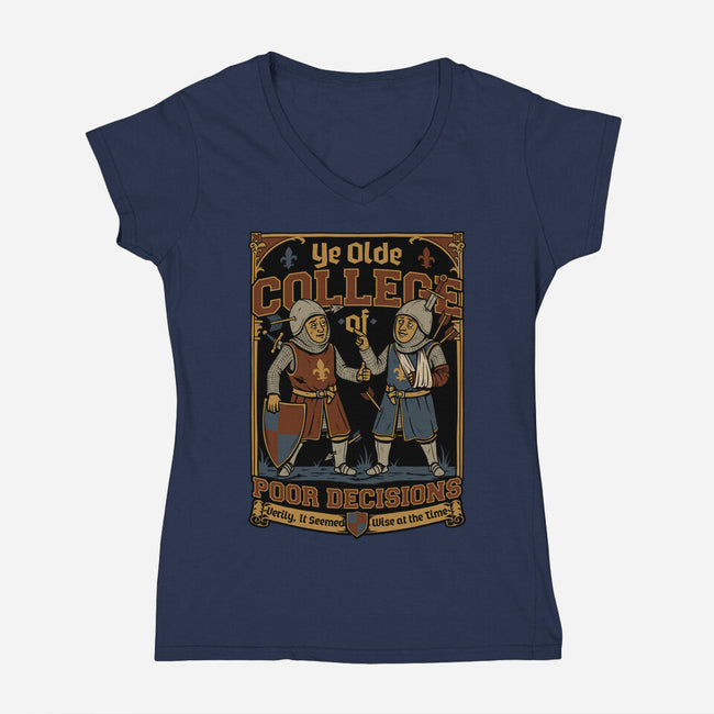 Medieval Knight College-Womens-V-Neck-Tee-Studio Mootant