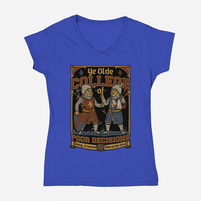 Medieval Knight College-Womens-V-Neck-Tee-Studio Mootant