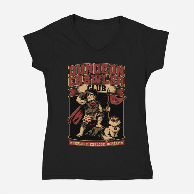Dungeon Crawler Club-Womens-V-Neck-Tee-Studio Mootant