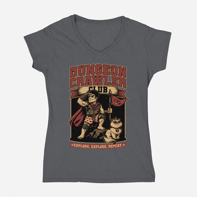 Dungeon Crawler Club-Womens-V-Neck-Tee-Studio Mootant
