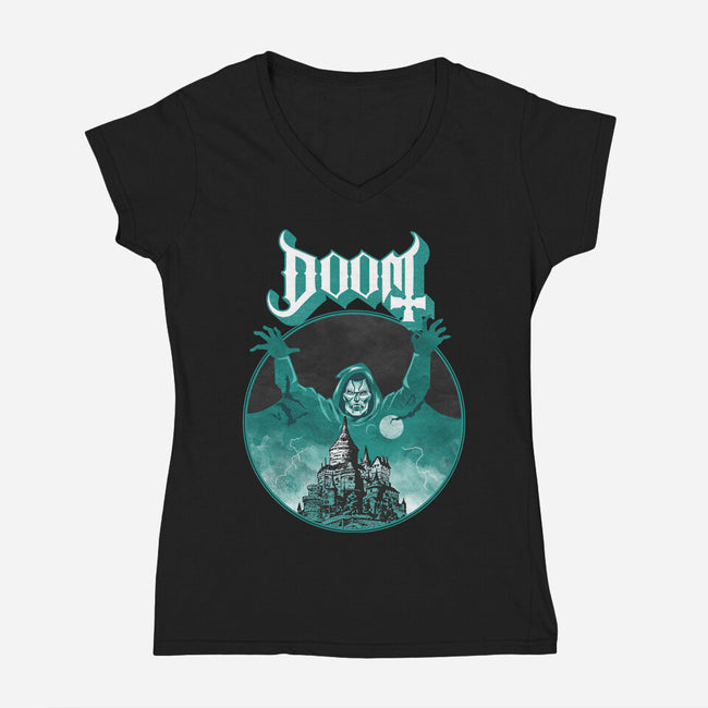 Latveria Castle-Womens-V-Neck-Tee-joerawks