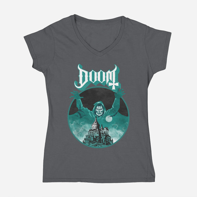 Latveria Castle-Womens-V-Neck-Tee-joerawks