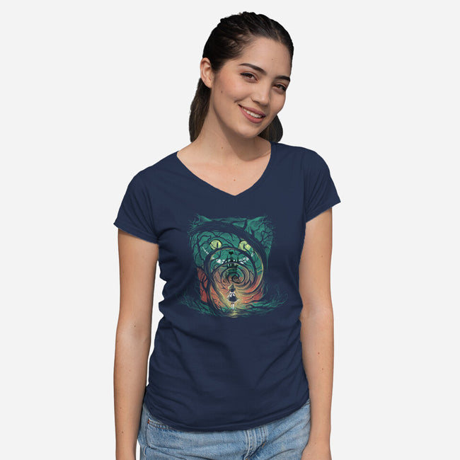 The Cat And The Hat-Womens-V-Neck-Tee-zascanauta