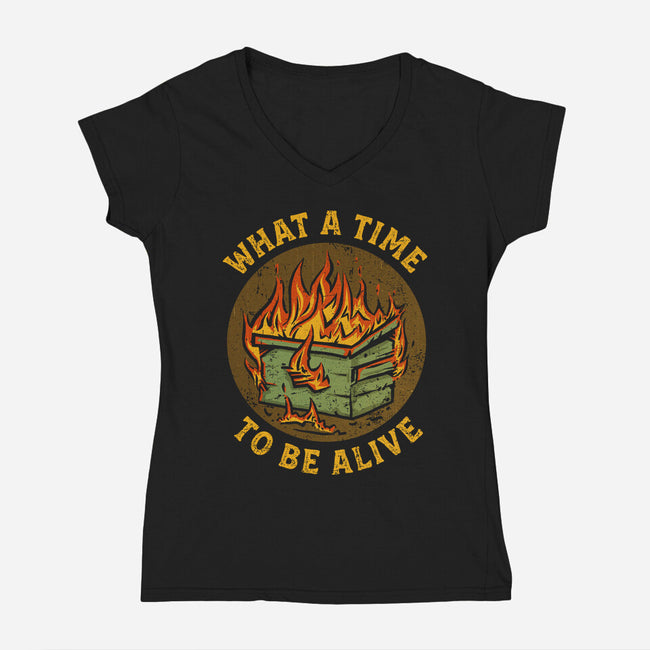 What A Time-Womens-V-Neck-Tee-kg07