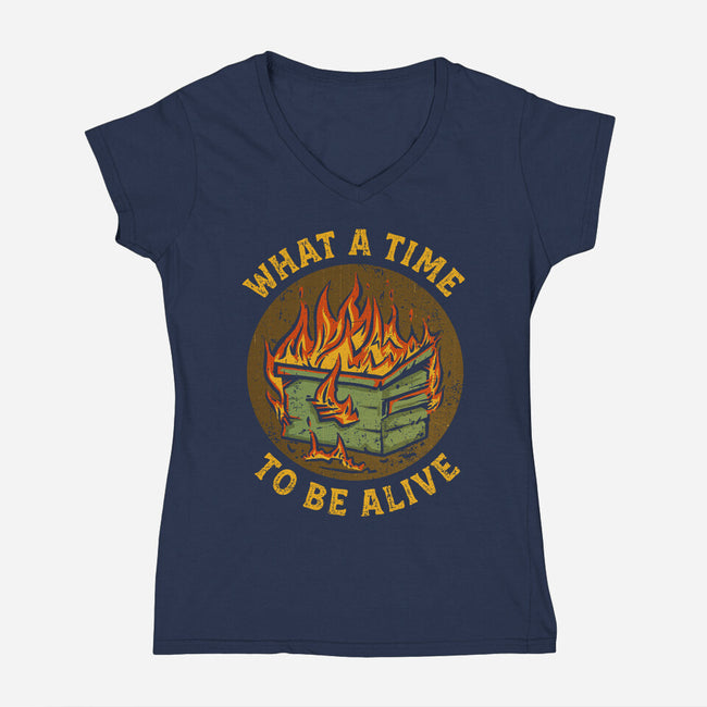 What A Time-Womens-V-Neck-Tee-kg07