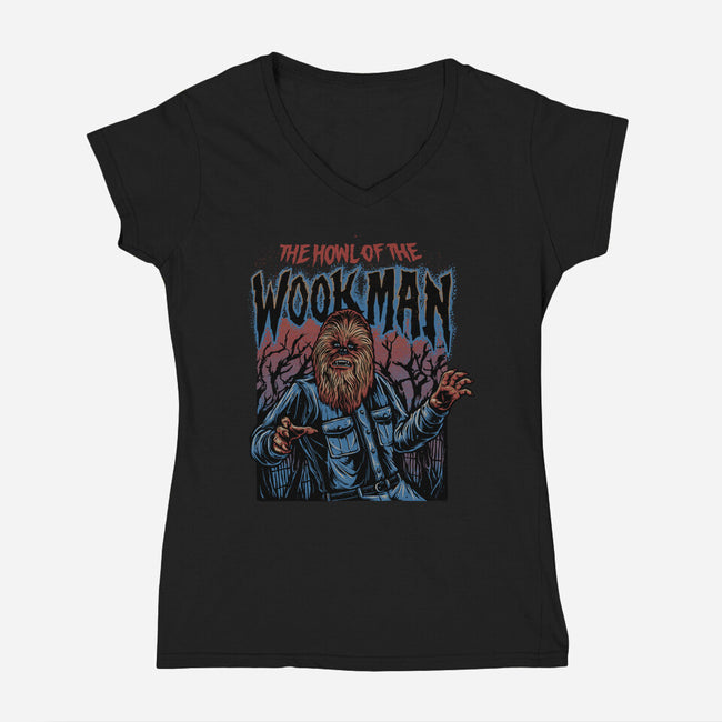 The Howl Of The Wookman-Womens-V-Neck-Tee-glitchygorilla