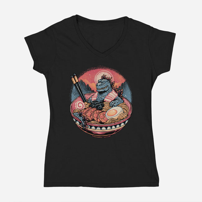 The Great Ramen Rest-Womens-V-Neck-Tee-glitchygorilla