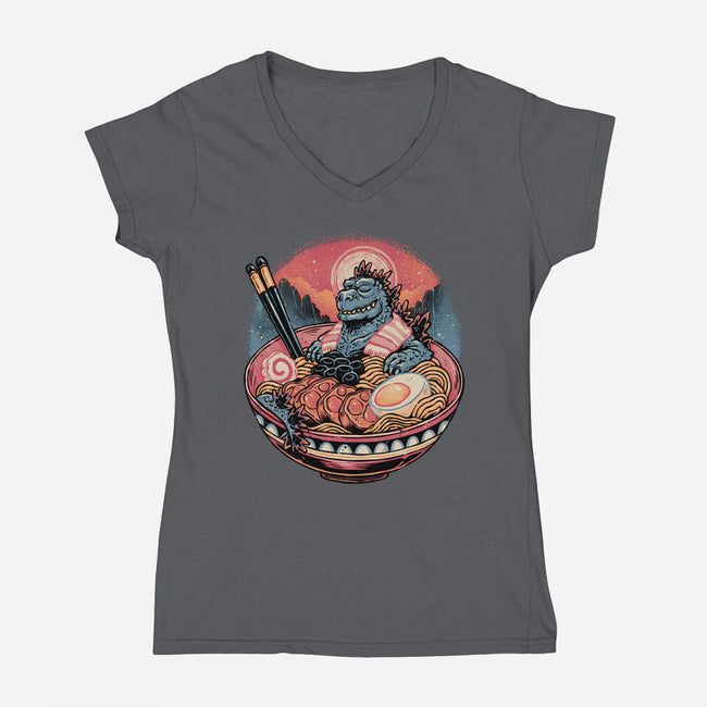 The Great Ramen Rest-Womens-V-Neck-Tee-glitchygorilla