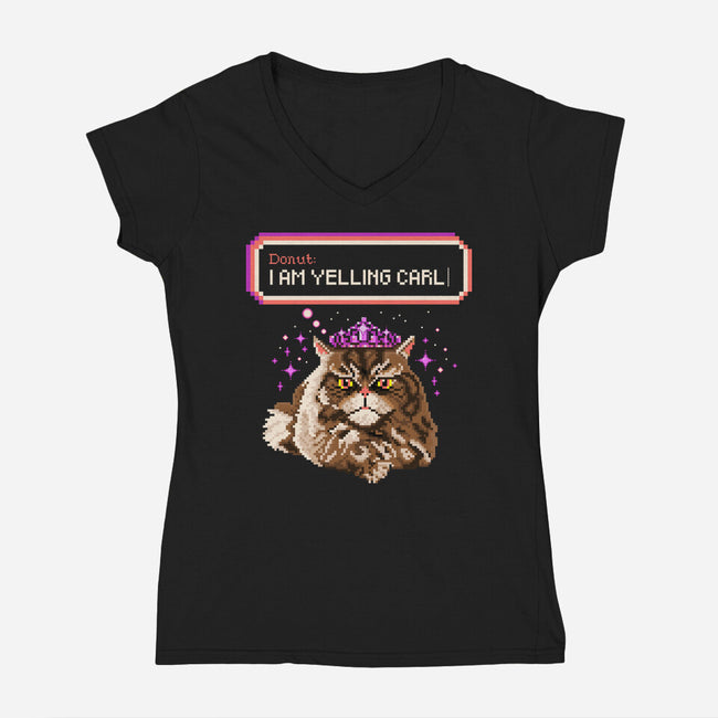 Donut I Am Yelling Carl-Womens-V-Neck-Tee-rocketman_art