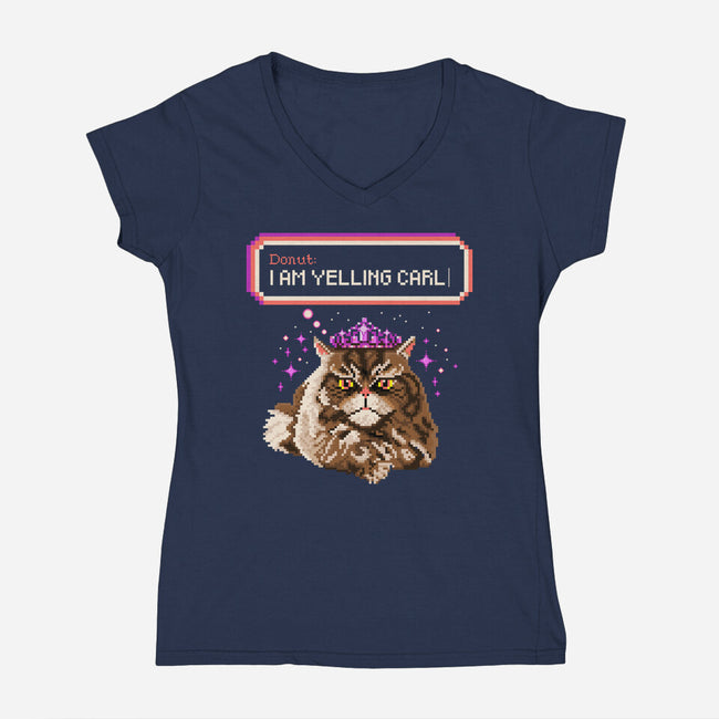 Donut I Am Yelling Carl-Womens-V-Neck-Tee-rocketman_art