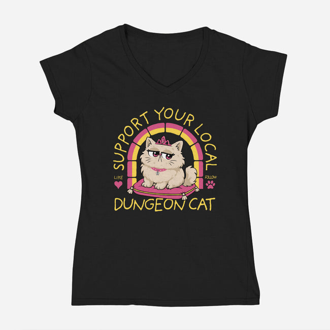 Support Your Local Dungeon Cat-Womens-V-Neck-Tee-rocketman_art