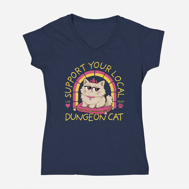 Support Your Local Dungeon Cat-Womens-V-Neck-Tee-rocketman_art