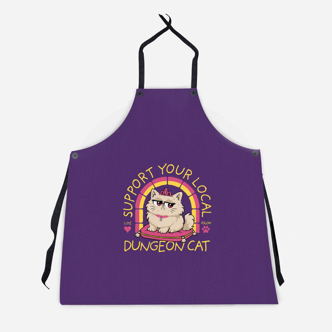 Support Your Local Dungeon Cat-Unisex-Kitchen-Apron-rocketman_art