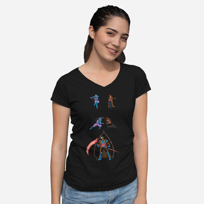 Death Fusion-Womens-V-Neck-Tee-joerawks