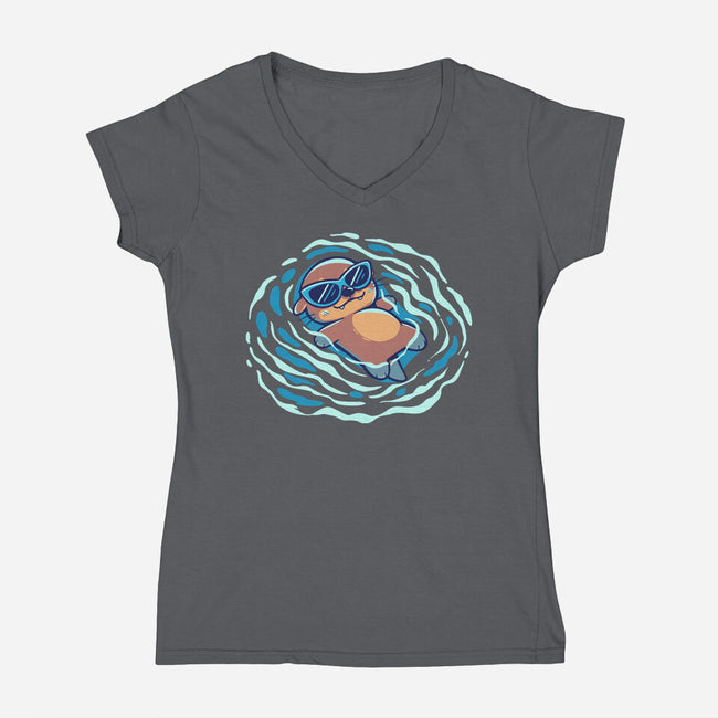 An Otterly Good Summer-Womens-V-Neck-Tee-TechraNova