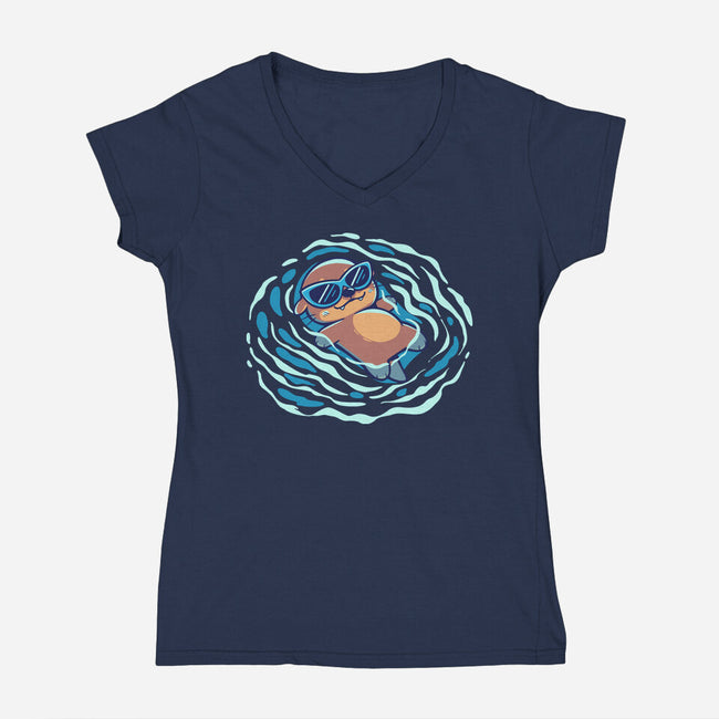 An Otterly Good Summer-Womens-V-Neck-Tee-TechraNova