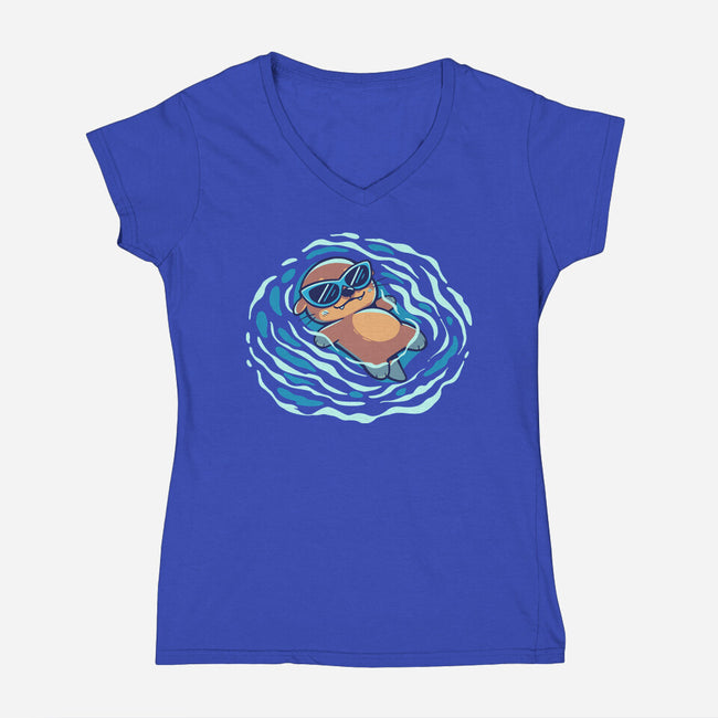 An Otterly Good Summer-Womens-V-Neck-Tee-TechraNova