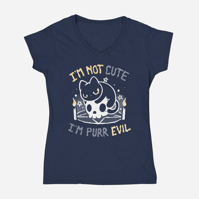 I Am Purr Evil-Womens-V-Neck-Tee-Vallina84