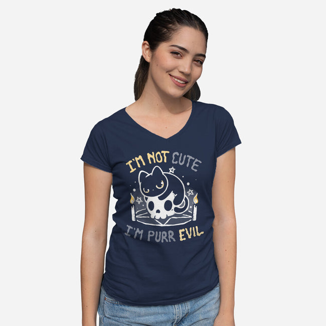 I Am Purr Evil-Womens-V-Neck-Tee-Vallina84