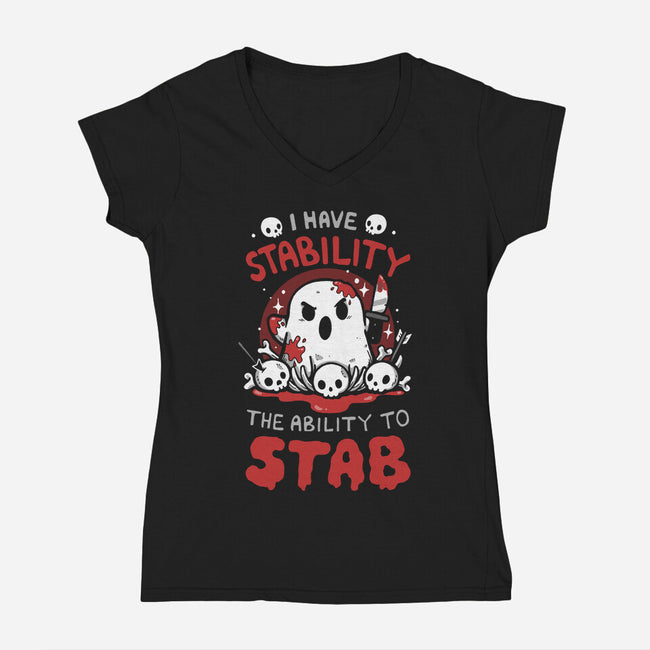 I Have Stability-Womens-V-Neck-Tee-Vallina84