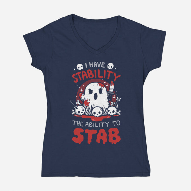 I Have Stability-Womens-V-Neck-Tee-Vallina84