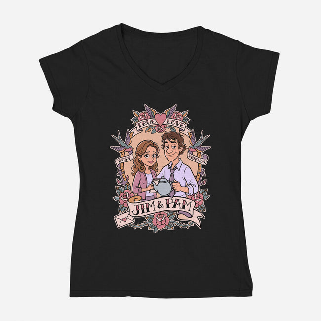Office Romance-Womens-V-Neck-Tee-P1yu5h