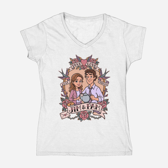 Office Romance-Womens-V-Neck-Tee-P1yu5h