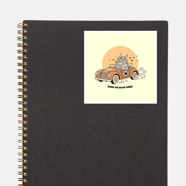 Runs On Good Vibes-None-Glossy-Sticker-GODZILLARGE
