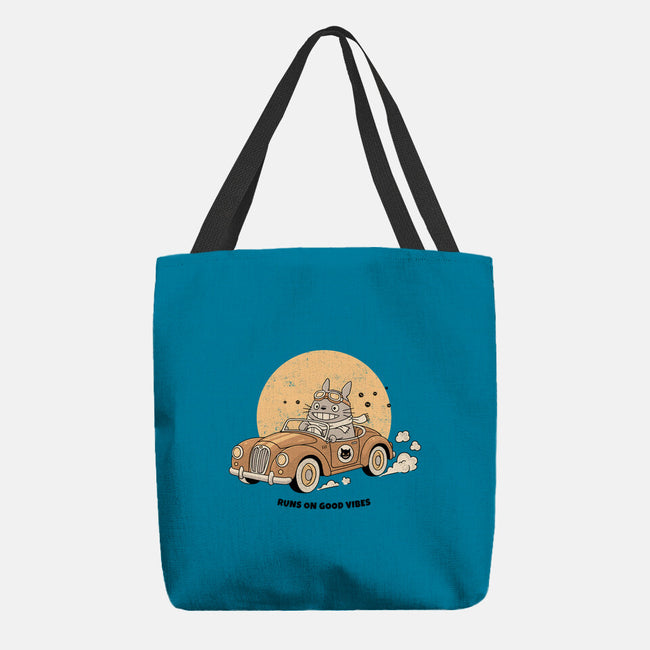 Runs On Good Vibes-None-Basic Tote-Bag-GODZILLARGE