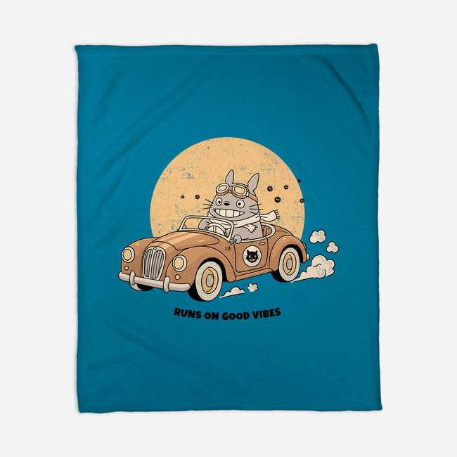 Runs On Good Vibes-None-Fleece-Blanket-GODZILLARGE