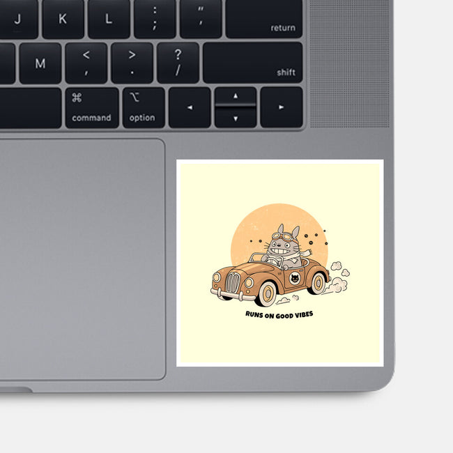 Runs On Good Vibes-None-Glossy-Sticker-GODZILLARGE