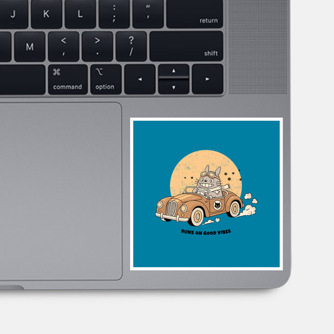 Runs On Good Vibes-None-Glossy-Sticker-GODZILLARGE
