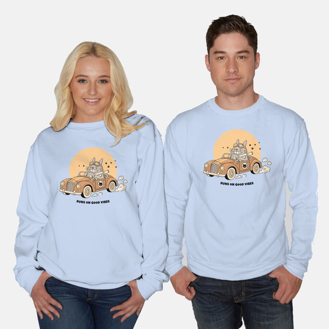 Runs On Good Vibes-Unisex-Crew Neck-Sweatshirt-GODZILLARGE