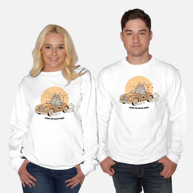 Runs On Good Vibes-Unisex-Crew Neck-Sweatshirt-GODZILLARGE