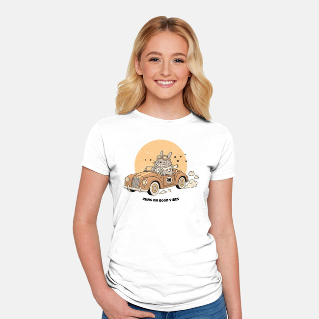 Runs On Good Vibes-Womens-Fitted-Tee-GODZILLARGE