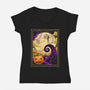 Halloween Postage-Womens-V-Neck-Tee-sachpica